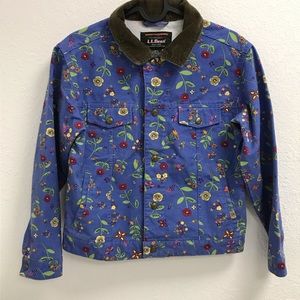 EUC L.L. Bean LT Denim Floral Jacket Size M 10/12